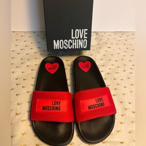 Love Moschino Black and Red Slides